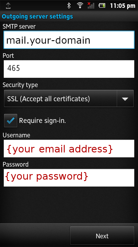 outgoing settings